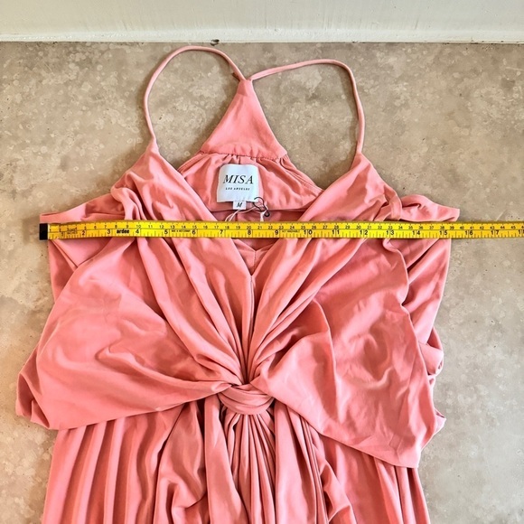 MISA Apricot Pink Domino Dress Draped Front Knee Length Women Party Cocktail NEW - Picture 13 of 16
